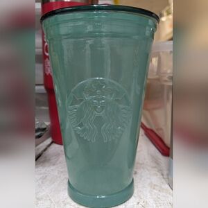 Starbucks Aqua Green Glass Recycled Cold Cup Made In Spain